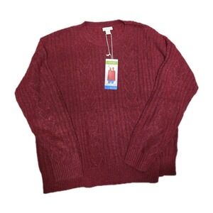 Legendary Outfitters Ladies Cable Knit Sweater Garnet Large